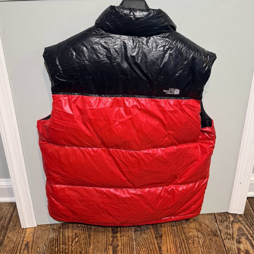 North Face Red Black Men's Retro Nuptse 700 Down Filled Vest Size 2XL Vintage - Picture 6 of 15